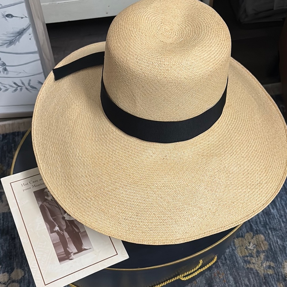 Tan and Black Wide-Brim Sun Hat